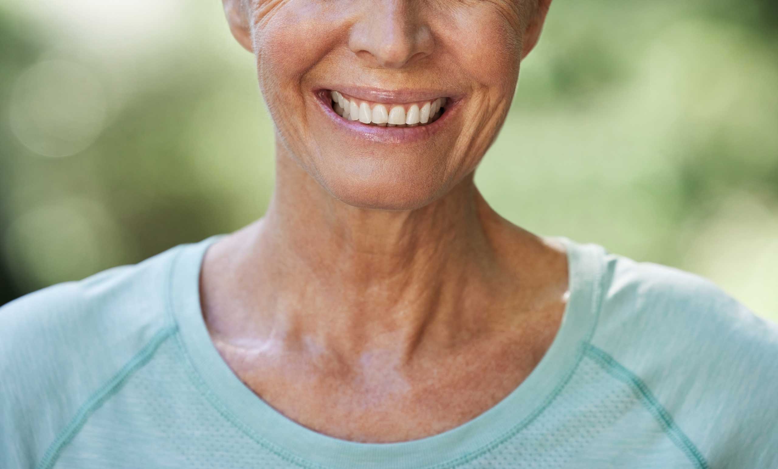 Older adult smiling during an active day